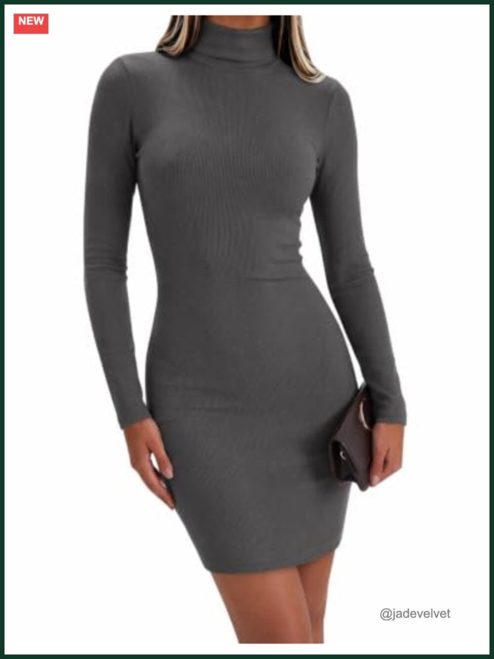 Long Sleeve Bodycon Turtleneck Mini Dress